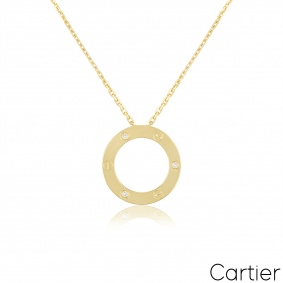 Cartier Yellow Gold 3 Diamond Love Necklace B7014500